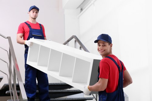 Moving team preparing a household relocation in a Swiss residential area
