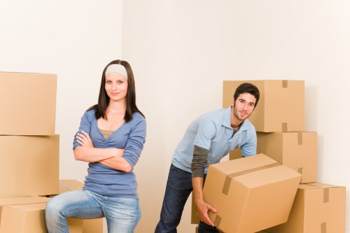 Packed boxes and furniture prepared for transport in Switzerland