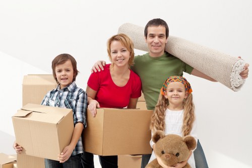 Business packing and labelled boxes for a commercial move