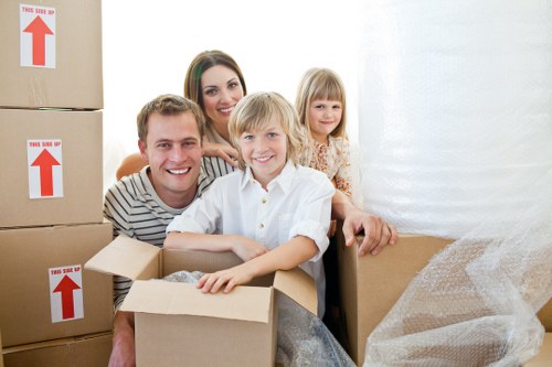 Commercial moving team handling office setup after transport